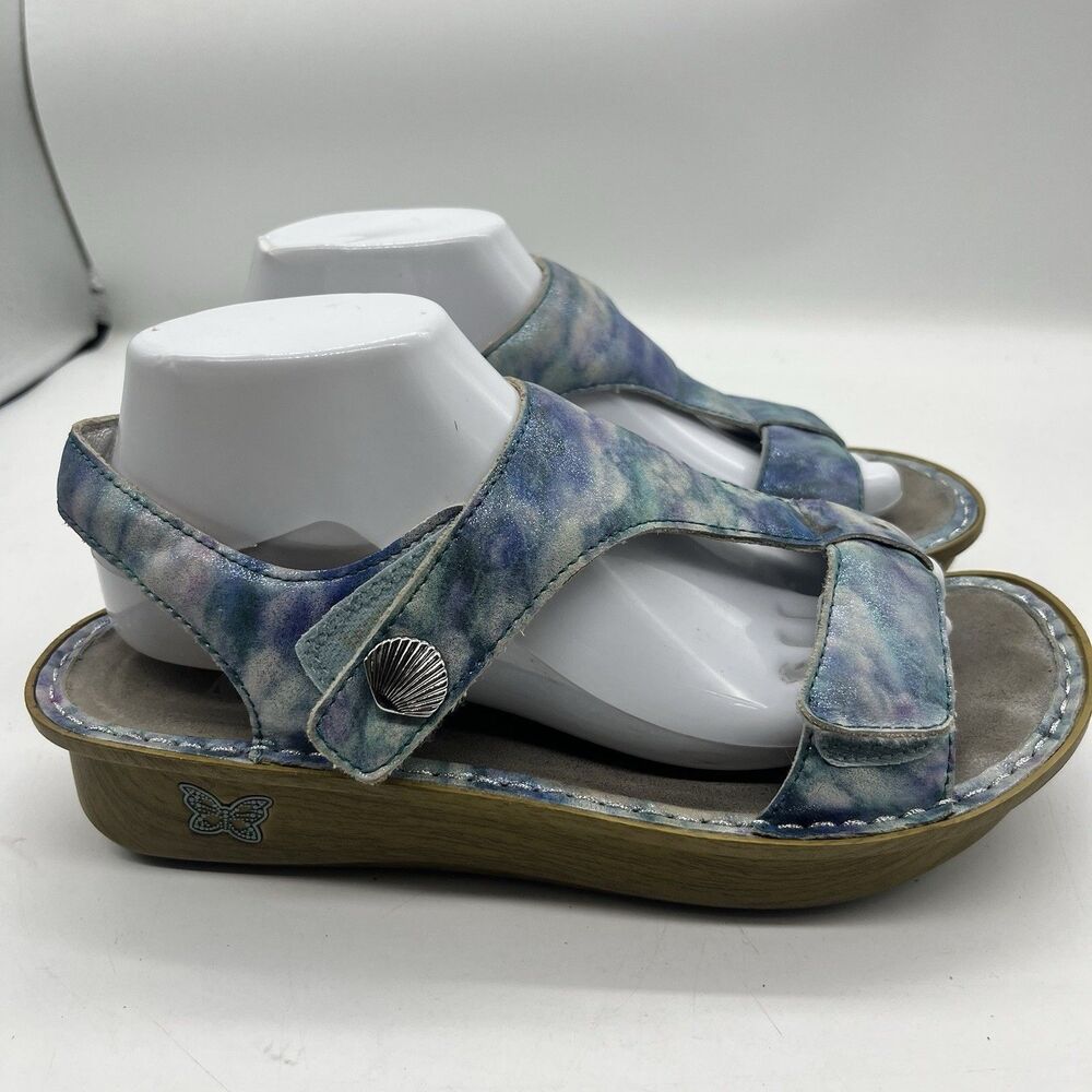 Alegria Ken-2982 womens leather sandals blue tie dye eu 39 us 8.5